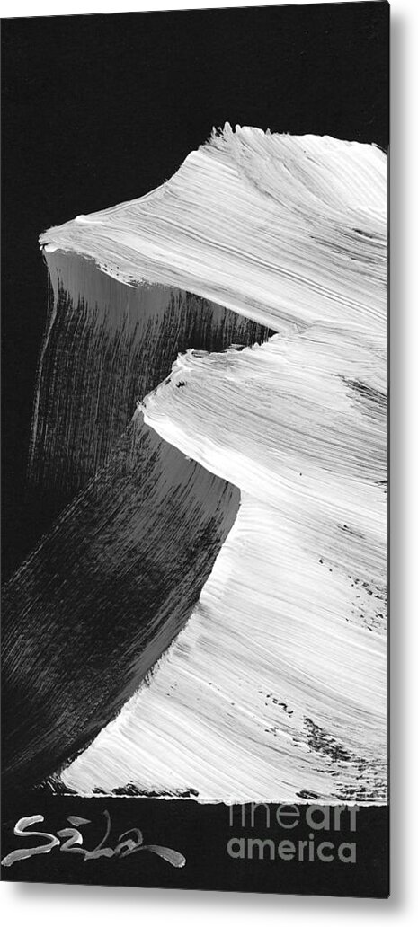 Black And White Painting Paintings Metal Print featuring the painting Mountain Peak 4 by Lidija Ivanek - SiLa