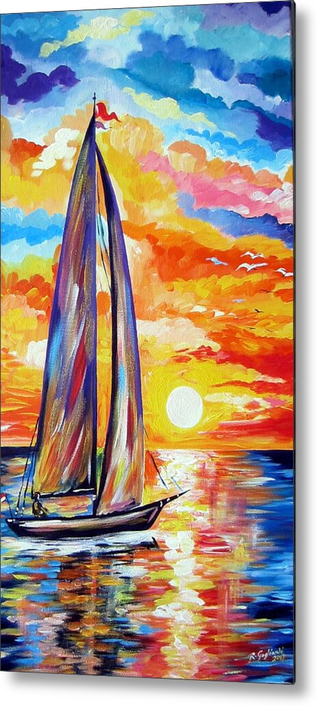 Sails Metal Print featuring the painting Sailing towards my dreams by Roberto Gagliardi