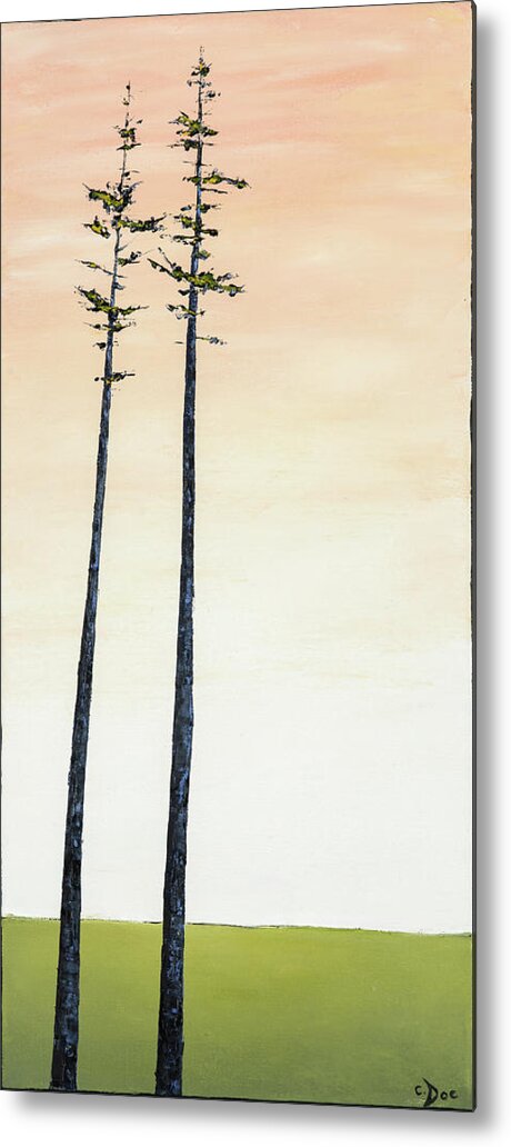 Trees Metal Print featuring the painting The Trees are So Tall Here  by Carolyn Doe