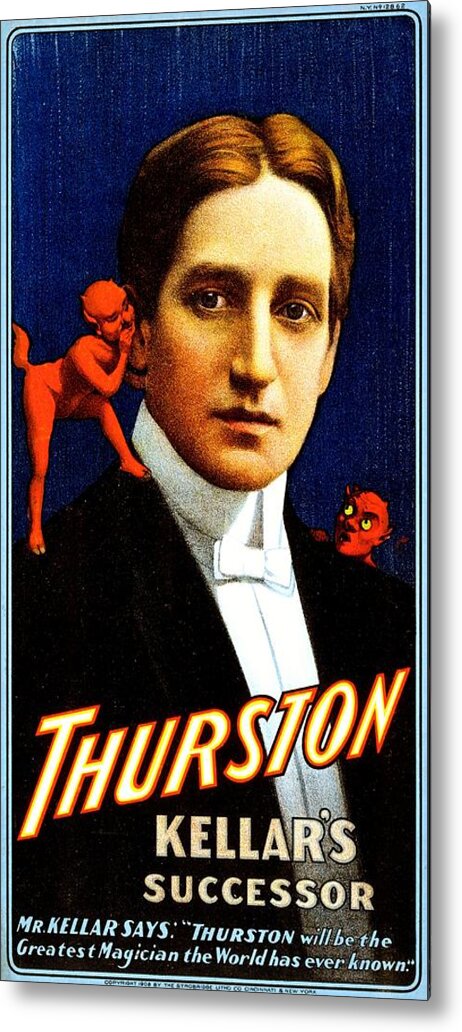 Thurston Metal Print featuring the painting Thurston, Kellar's successor, magician poster, 1908 by Vincent Monozlay