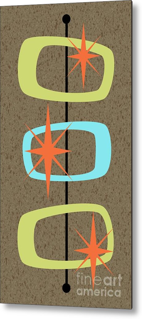 Mid Century Modern Metal Print featuring the digital art Yellow Turquoise Orange Mid Century Oblongs by Donna Mibus