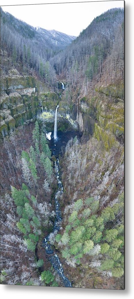 Landscapeaerial Metal Print featuring the photograph The Exquisite Elowah Falls Is Located by Ethan Daniels