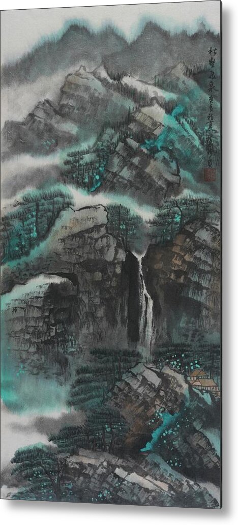 Chinese Watercolor Metal Print featuring the painting The Four Seasons Version 1 - Spring by Jenny Sanders