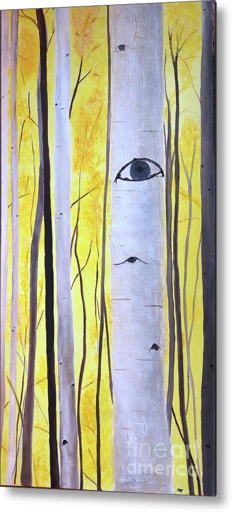 Aspens Metal Print featuring the mixed media A Stand of Aspen by Kate Conaboy