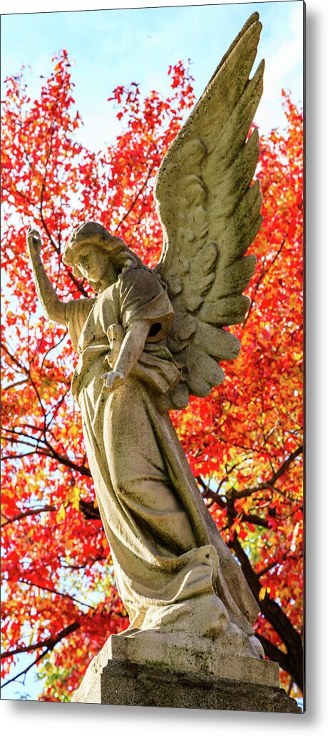 Angel Metal Print featuring the photograph Angel Statue in the Fall by HawkEye Media