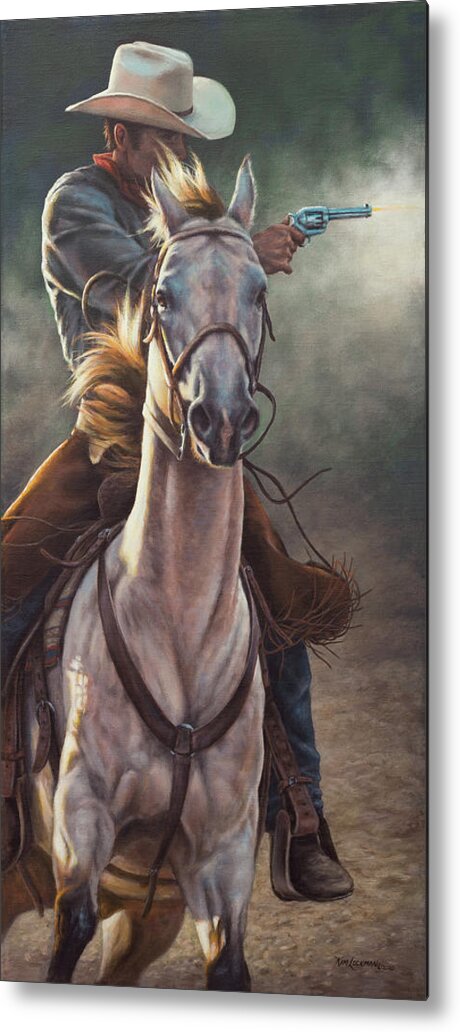 Cowboy Metal Print featuring the painting Cowboy Diplomacy by Kim Lockman