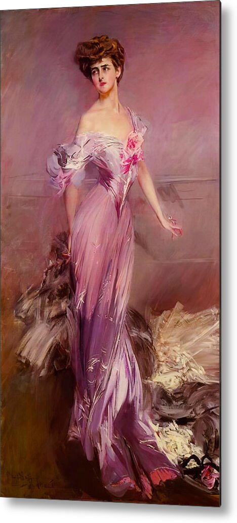Lady Dressed In Purple Metal Print featuring the photograph Edwardian Lady In Purple by Unknown Artist