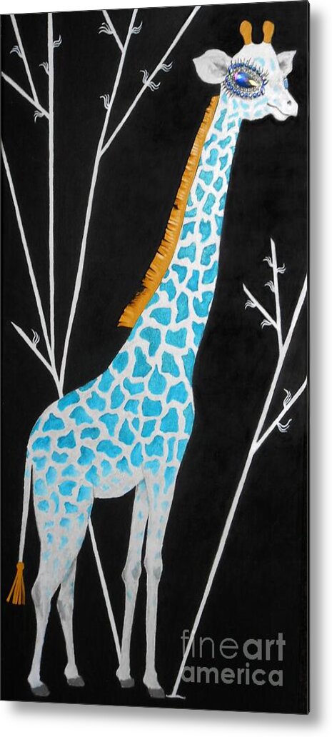 Giraffe Metal Print featuring the painting Gentle Giraffe by Jayne Somogy