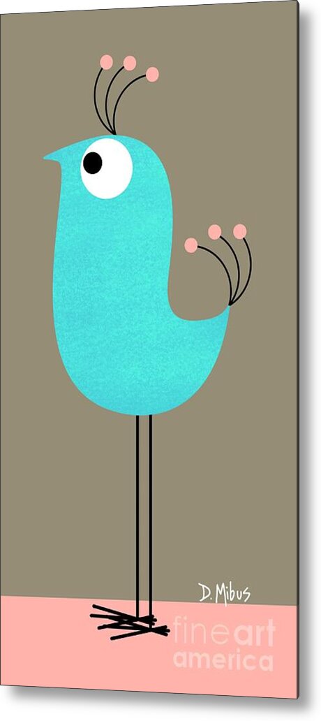 Blue Metal Print featuring the digital art Long Leg Bird by Donna Mibus