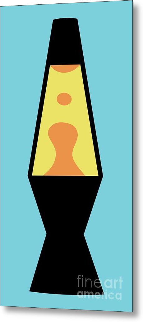 Mod Metal Print featuring the digital art Mod Lava Lamp on Blue by Donna Mibus
