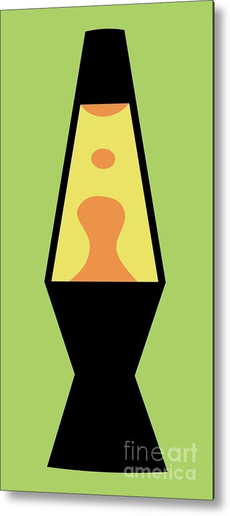 Mod Metal Print featuring the digital art Mod Lava Lamp on Green by Donna Mibus