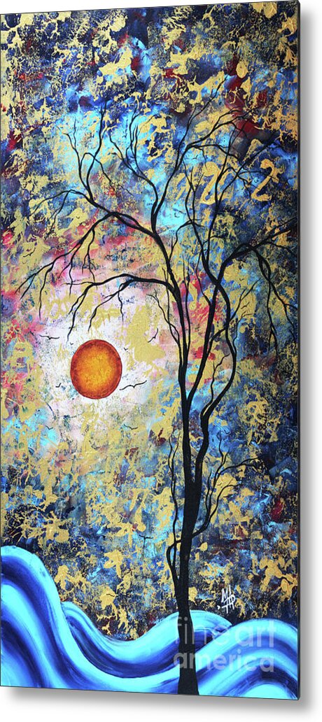 Collect Metal Print featuring the painting Shimmering Delight Original Abstract Tree Art Landscape Painting Gold Overlay Megan Duncanson by Megan Aroon