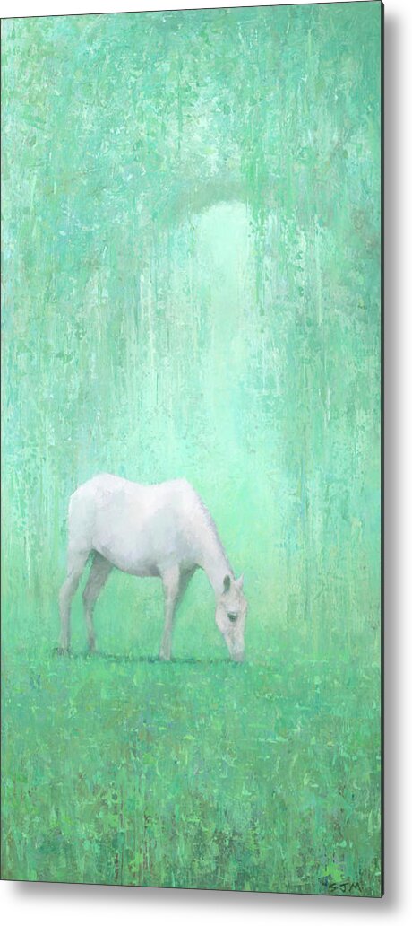 White Horse Metal Print featuring the painting The Green Glade by Steve Mitchell