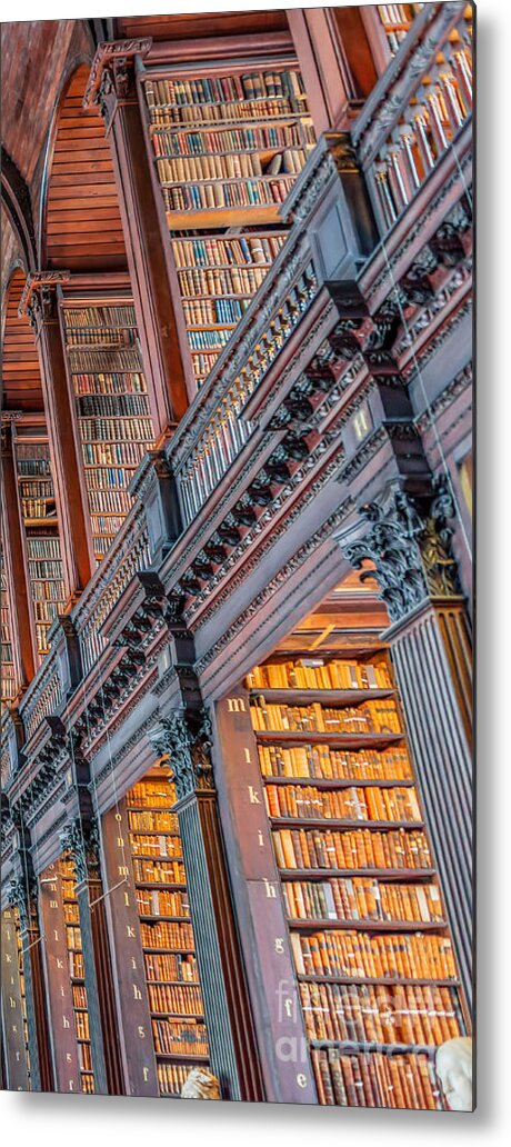 Library Metal Print featuring the photograph Trinity college library Dublin Triptych part 3 by Delphimages Photo Creations