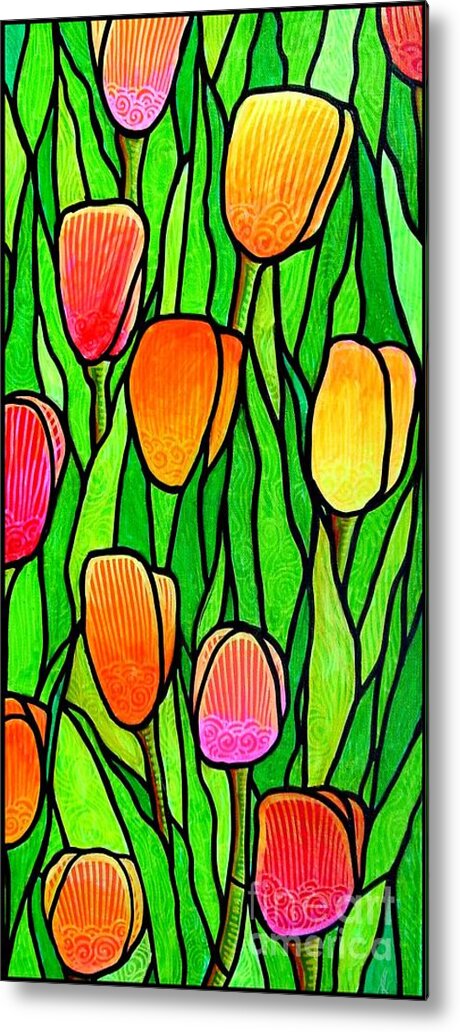 Tulips Metal Print featuring the painting Tulip Garden 2 by Jim Harris
