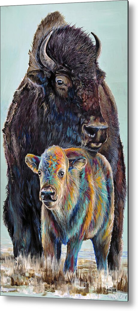 Bison Metal Print featuring the painting Watching Over by Averi Iris