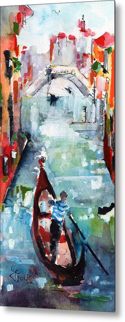 Venezia Metal Print featuring the painting Gondola in the Mist Venice Italy by Ginette Callaway