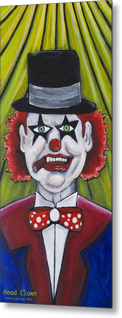 Clowns Metal Print featuring the painting Head Clown by Patricia Arroyo