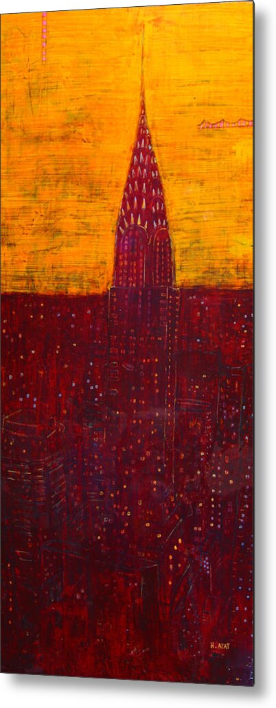 Chrysler Metal Print featuring the painting Chrysler Building At Dawn Nyc Skyline Art by Habib Ayat