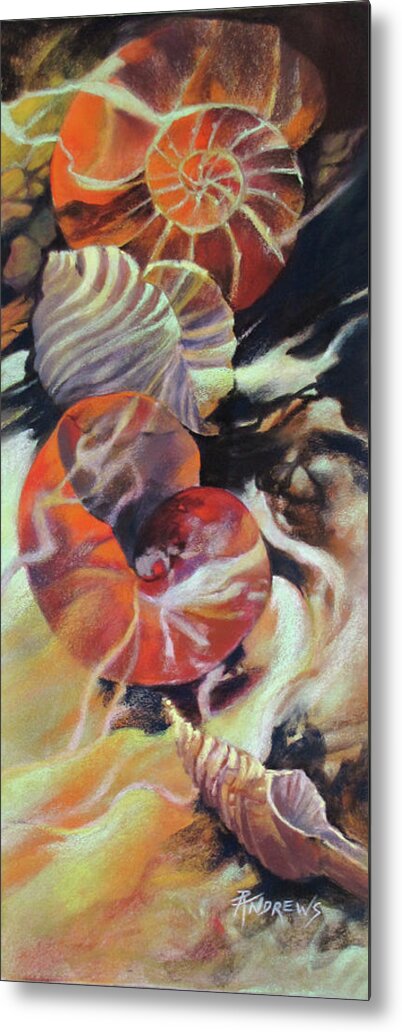 Abstract Metal Print featuring the painting Neptunea by Rae Andrews