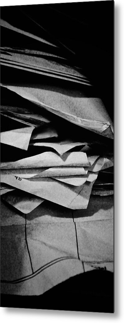  Metal Print featuring the photograph Self Portrait in a pile of paper by Brian Sereda
