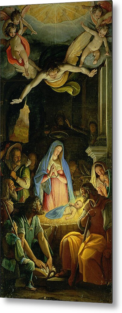 Christmas Metal Print featuring the painting The Adoration of the Shepherds by Federico Zuccaro