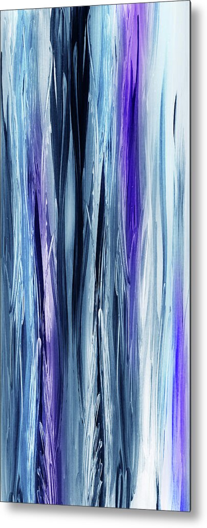 Waterfall Metal Print featuring the painting Abstract Flowing Waterfall Lines I by Irina Sztukowski