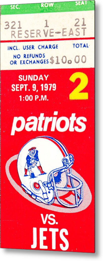 New England Metal Print featuring the mixed media 1979 Jets vs. Patriots by Row One Brand