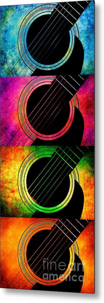 Andee Design Guitar Metal Print featuring the photograph 4 Seasons Guitars Vertical Panorama by Andee Design