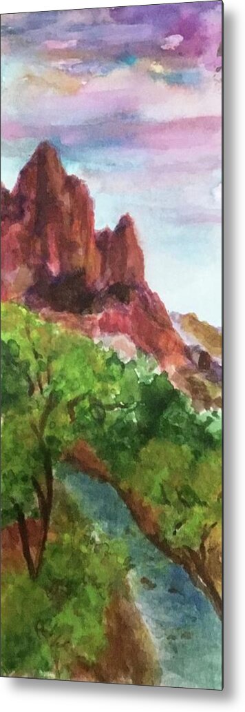 Utah Metal Print featuring the painting Fortress of Zion by Cheryl Wallace