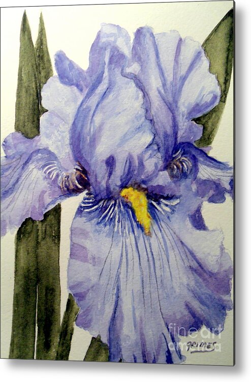 Iris Metal Print featuring the painting Blue Iris #1 by Carol Grimes