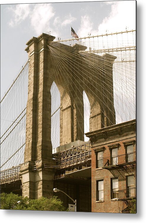 Brooklyn Bridge Metal Print featuring the photograph Brooklyn Bridge #1 by Roseann Errigo