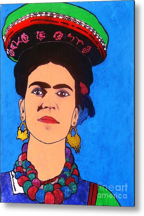 Portrait Metal Print featuring the painting Frida by Thea Recuerdo