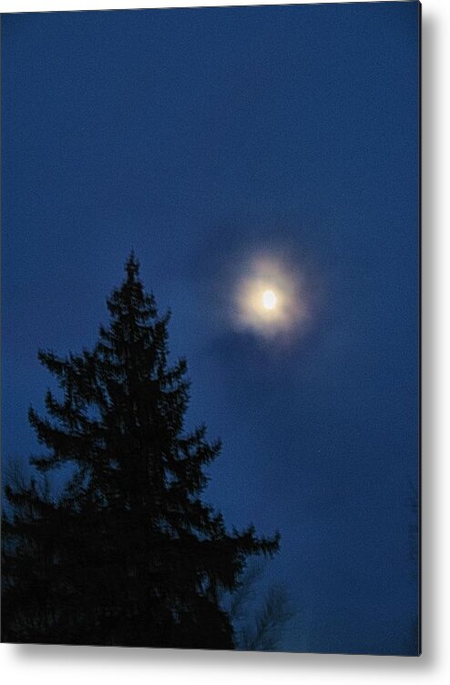 Montana Metal Print featuring the photograph Moon beyond the Spruce by Scott Carlton