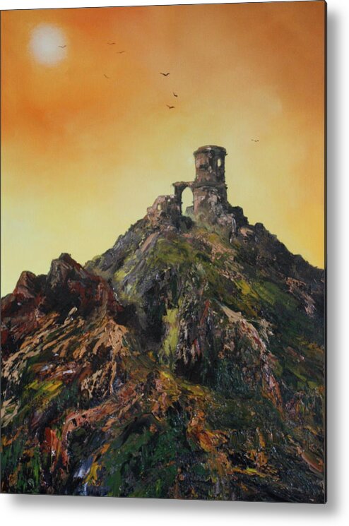 Mow- Cop Metal Print featuring the painting Mow Cop Castle Staffordshire by Jean Walker