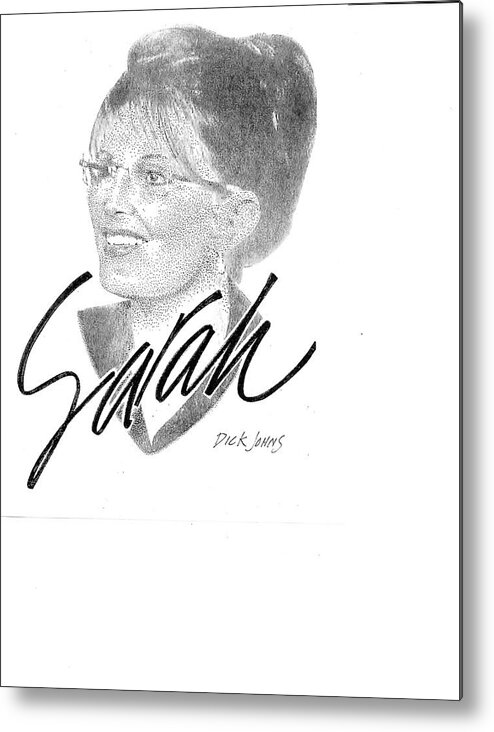 Patriot Metal Print featuring the drawing Sarah Palin #1 by Richard Johns