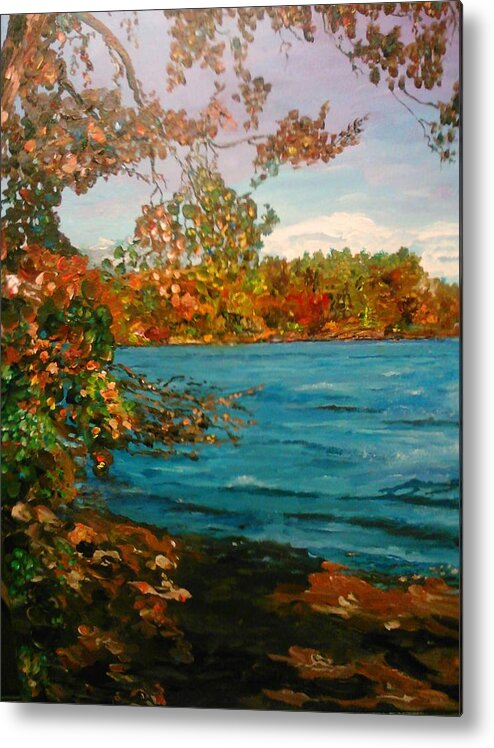 Landscape Metal Print featuring the painting Sassaquin Pond #1 by Ray Khalife