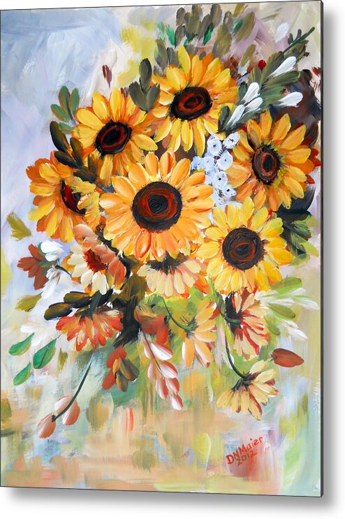 Sunflowers Metal Print featuring the painting Sunflowers by Dorothy Maier