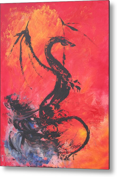 Dragon Metal Print featuring the painting Turbulent Dragon #1 by Melanie Stanton