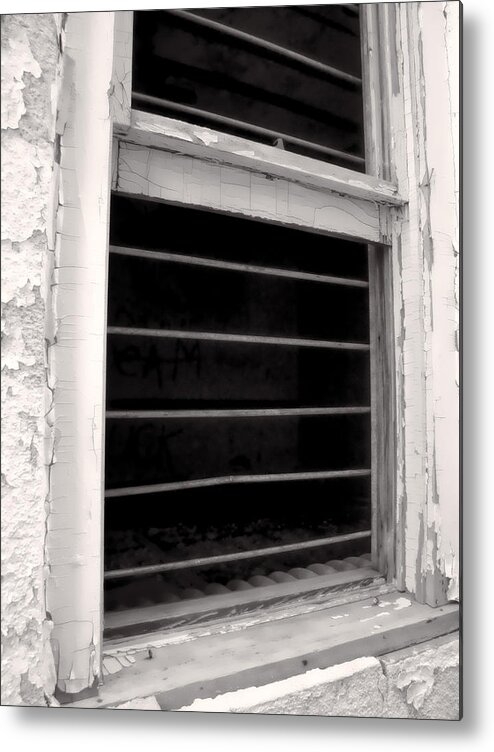 Window Metal Print featuring the photograph Windows Black and white by Cathy Anderson
