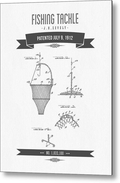 1912 Fishing Tackle Patent Drawing Metal Print