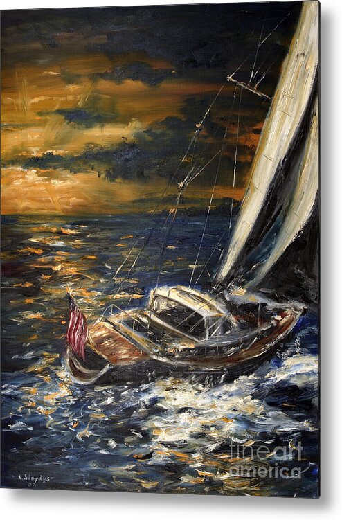 Boat Metal Print featuring the painting Sailing by Arturas Slapsys