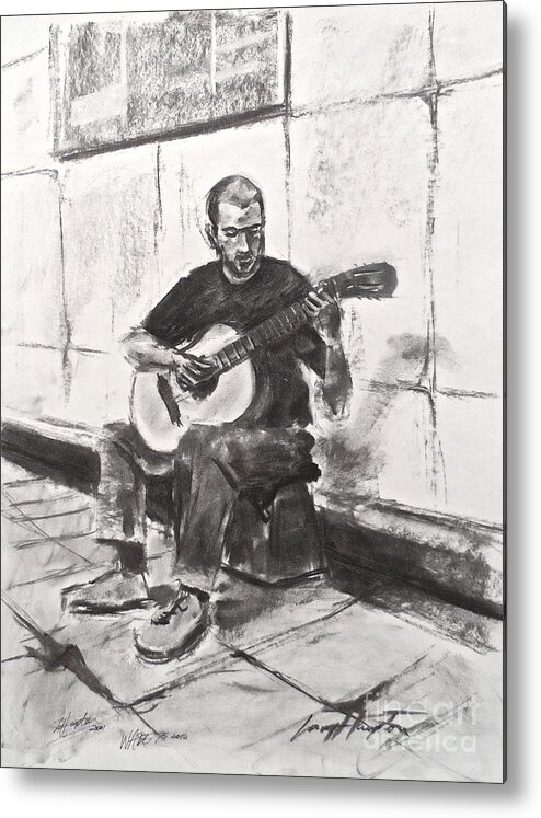 Guitar Metal Print featuring the drawing The Acoustic Man #2 by Wade Hampton