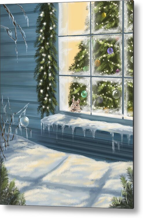 Christmas Metal Print featuring the painting Waiting... #1 by Veronica Minozzi