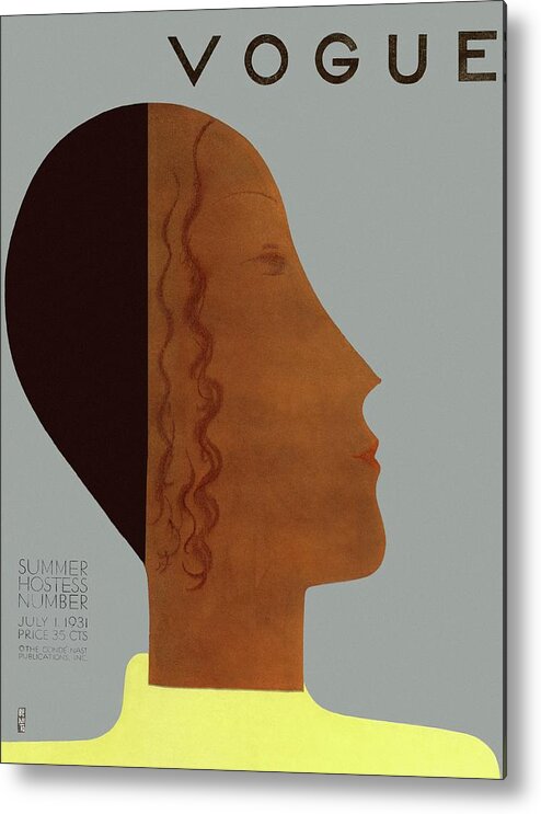 Illustration Metal Print featuring the photograph A Vintage Vogue Magazine Cover Of A Woman #22 by Eduardo Garcia Benito