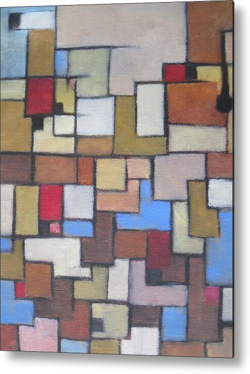Abstract Metal Print featuring the painting Abstract Line Series #3 by Patricia Cleasby