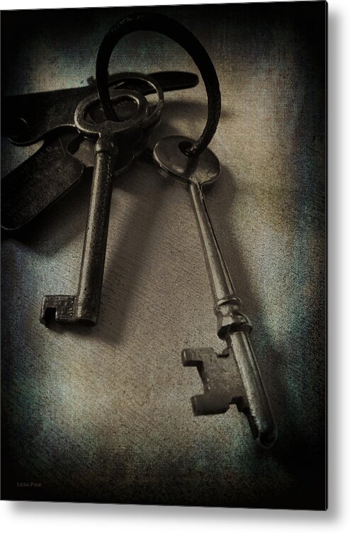 Keys Metal Print featuring the photograph Vintage Keys Vignette by Lesa Fine