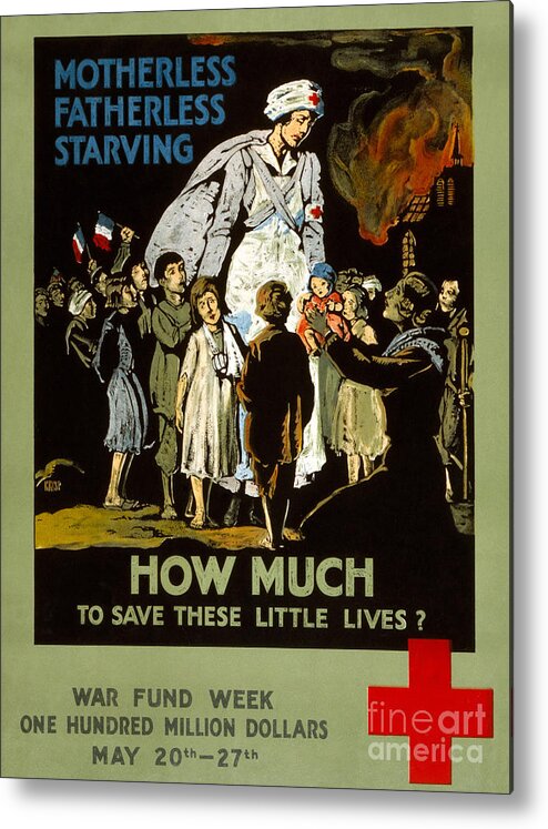 1917 Metal Print featuring the photograph Red Cross Poster, 1917 #4 by Granger