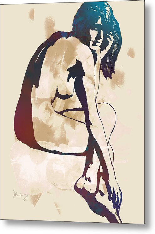 Nude Metal Print featuring the drawing Nude pop stylised art poster #59 by Kim Wang