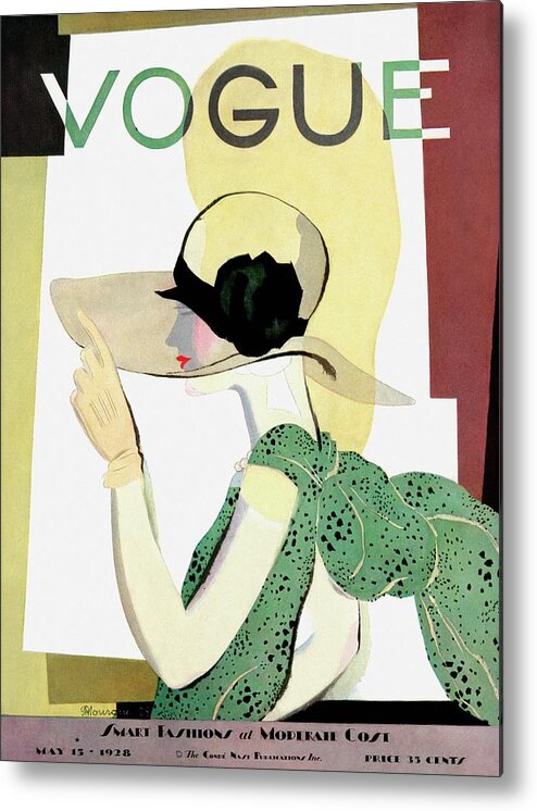Illustration Metal Print featuring the photograph A Vintage Vogue Magazine Cover Of A Woman #6 by Pierre Mourgue